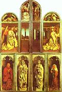 Jan Van Eyck The Ghent Altarpiece with altar wings closed oil on canvas